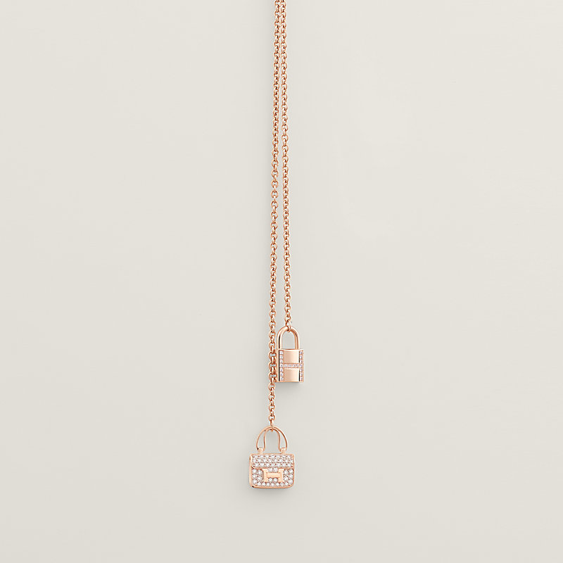 Amulettes Constance long necklace - Rose gold | Hermès USA